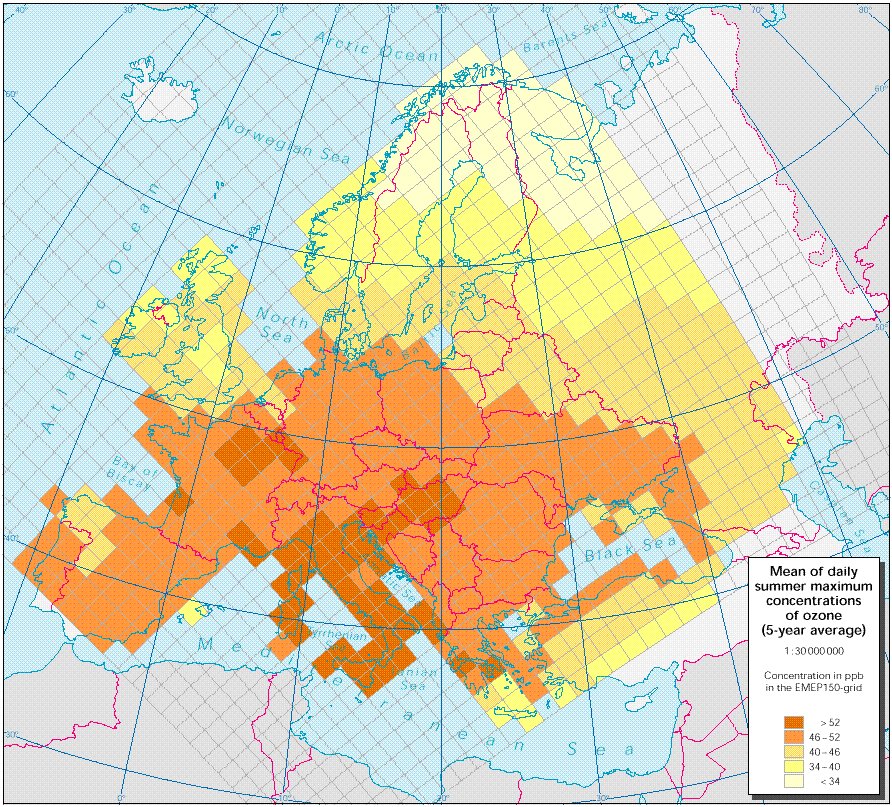 Daily summer maximum concentrations of ozone