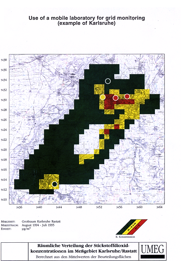 Fig.4 Use of a mobile laboratory for grid monitoring (example of Karlsruhe) 