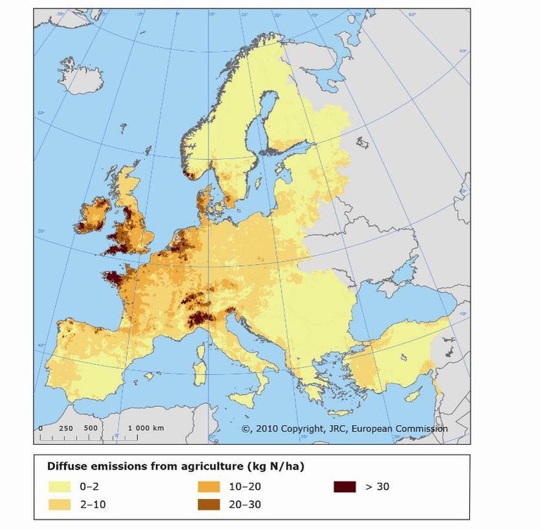 Diffuse emissions of nitrogen to freshwater from agriculture