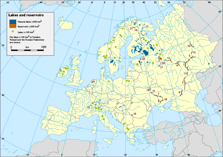 Lakes and reservoirs